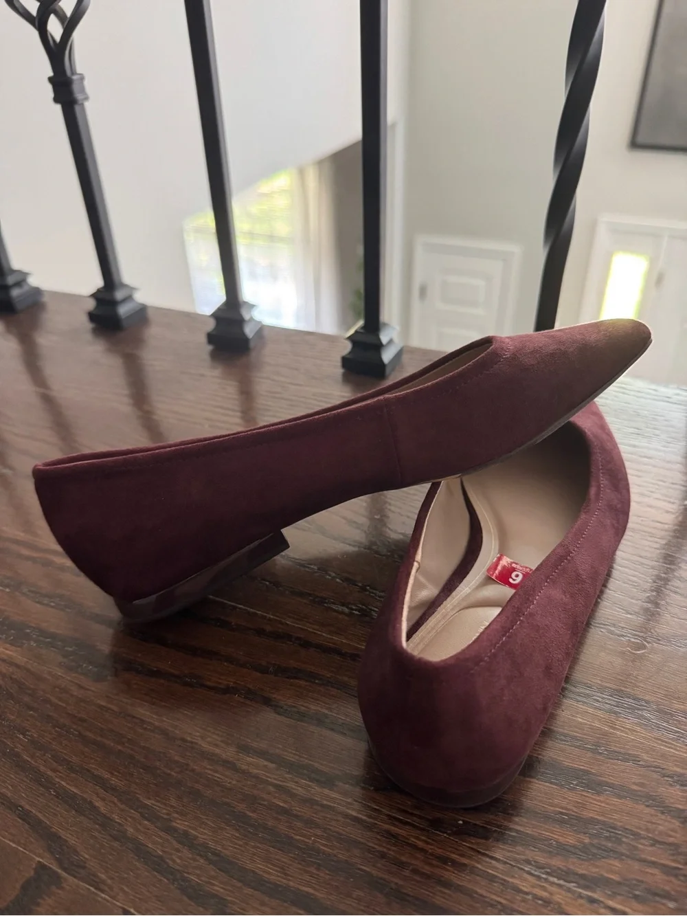 Giani Bernini Pointed Toe Flats in Burgundy Suede